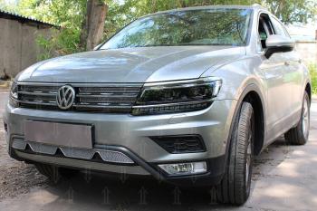 8 999 р. Защита радиатора (низ с камерой) (Off-Road) Стрелка11 Премиум  Volkswagen Tiguan  Mk2 (2016-2020) дорестайлинг (хром)  с доставкой в г. Пермь. Увеличить фотографию 2