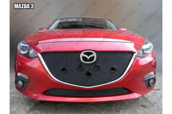 Зимняя заглушка решетки радиатора (низ) премиум Стрелка11 Mazda 3/Axela BM дорестайлинг, хэтчбэк (2013-2016) (черная)