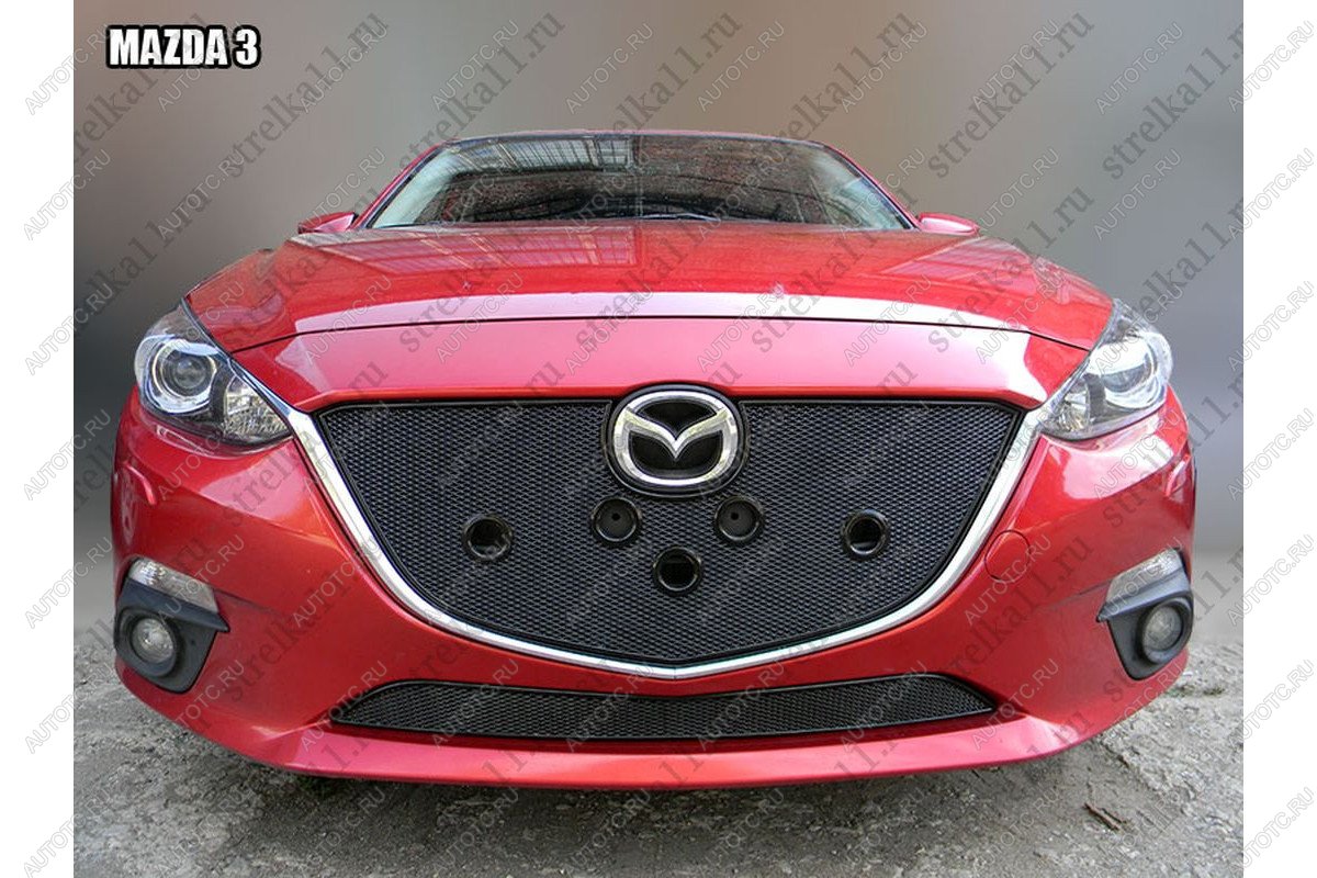 799 р. Зимняя заглушка решетки радиатора (низ) премиум Стрелка11 Mazda 3/Axela BM дорестайлинг, хэтчбэк (2013-2016) (черная)  с доставкой в г. Пермь