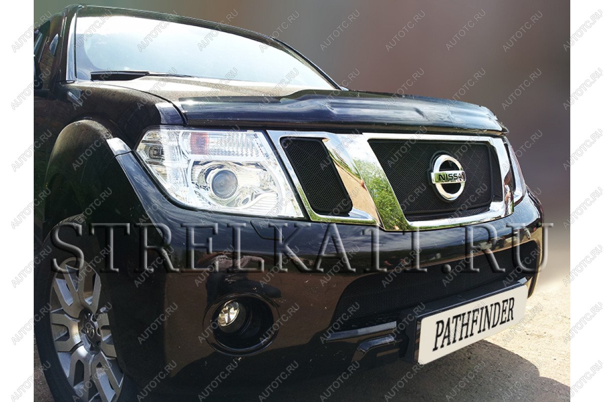 7 499 р. Защита радиатора (верх) Стрелка11 PREMIUM  Nissan Pathfinder  R51 (2009-2014) рестайлинг (черная)  с доставкой в г. Пермь