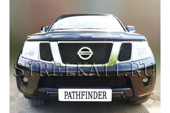 7 499 р. Защита радиатора (верх) Стрелка11 PREMIUM  Nissan Pathfinder  R51 (2009-2014) рестайлинг (черная)  с доставкой в г. Пермь. Увеличить фотографию 2
