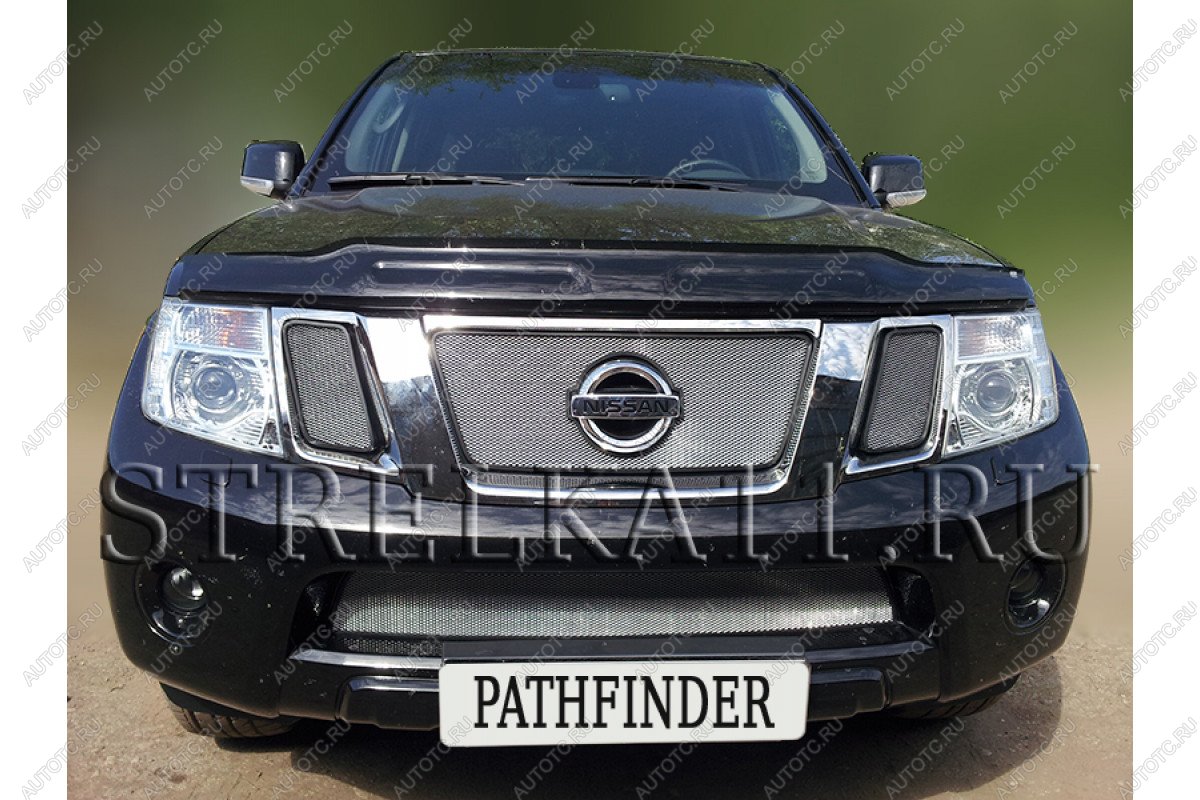 7 749 р. Защита радиатора (верх) Стрелка11 PREMIUM  Nissan Pathfinder  R51 (2009-2014) рестайлинг (хром)  с доставкой в г. Пермь