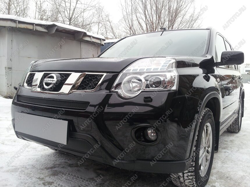 3 399 р. Защита радиатора (середина) Стрелка11 PREMIUM Nissan X-trail 2 T31 рестайлинг (2010-2015) (черная)  с доставкой в г. Пермь