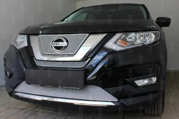 Защита радиатора (низ) Стрелка11 PREMIUM Nissan X-trail  3 T32 (2017-2022) рестайлинг (хром)