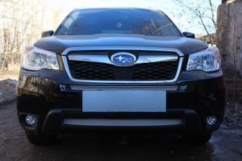Защита радиатора (низ) Стрелка11 PREMIUM Subaru Forester  SJ (2012-2016) дорестайлинг (хром)