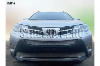 Защита радиатора (3 части) (Комфорт, Элеганс, Престиж) Стрелка11 PREMIUM Toyota RAV4  XA40 (2012-2015) 5 дв. дорестайлинг (хром)