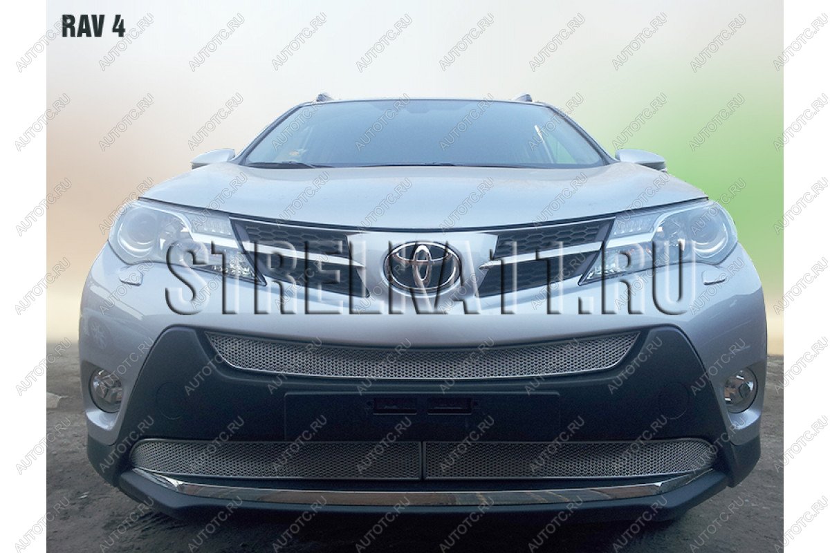 10 999 р. Защита радиатора (3 части) (Комфорт, Элеганс, Престиж) Стрелка11 PREMIUM  Toyota RAV4  XA40 (2012-2015) 5 дв. дорестайлинг (хром)  с доставкой в г. Пермь