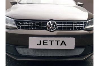 4 099 р. Защита радиатора Стрелка11 PREMIUM Volkswagen Jetta A6 седан дорестайлинг (2011-2015) (черная)  с доставкой в г. Пермь. Увеличить фотографию 2