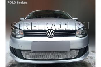 Защита радиатора Стрелка11 PREMIUM Volkswagen Polo 5 седан дорестайлинг (2009-2015) (хром)