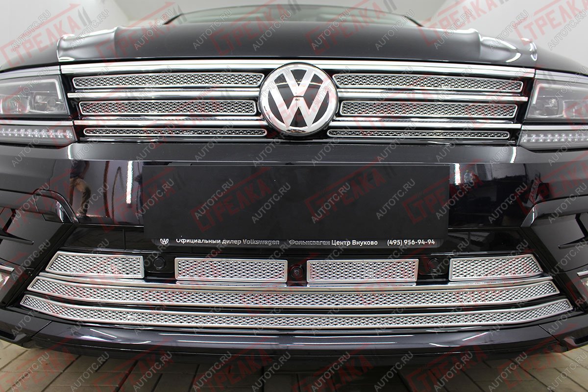 13 799 р. Защита радиатора (низ 5 частей) Стрелка11 Премиум  Volkswagen Tiguan  Mk2 (2016-2020) дорестайлинг (хром)  с доставкой в г. Пермь