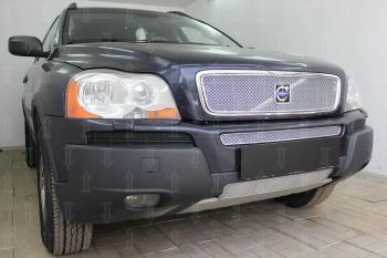 Защита радиатора (низ) Стрелка11 PREMIUM Volvo XC90  C (2002-2006) дорестайлинг (хром)