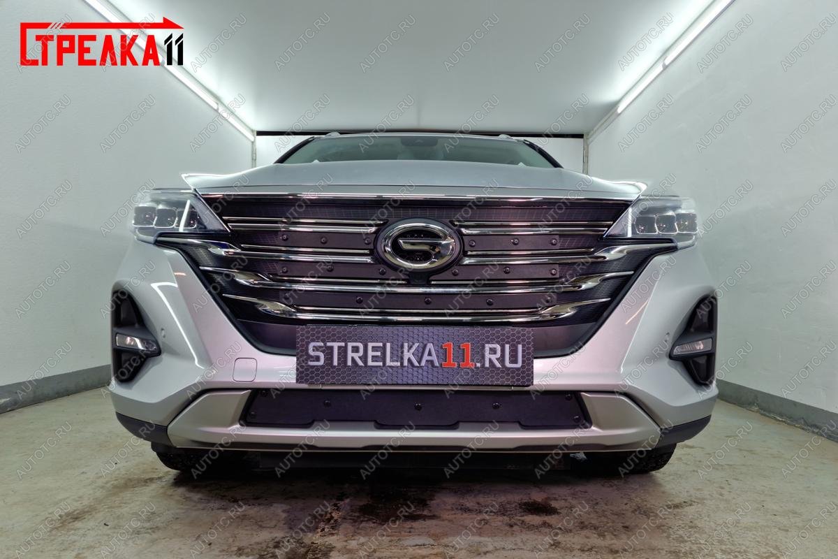 1 479 р. Зимняя заглушка решетки радиатора (верх 5 частей) Стрелка11  GAC GS5 (2018-2025) (черная)  с доставкой в г. Пермь