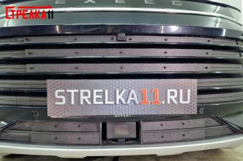 Зимняя защита на стяжке (верх 4 части) Стрелка11 EXEED TXL (2020-2021)  дорестайлинг (черная)
