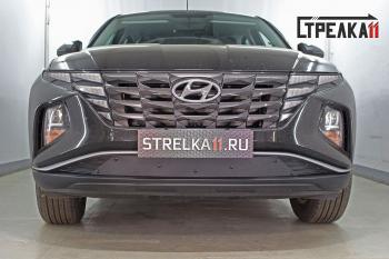 Зимняя заглушка решетки радиатора (с вентиляционной шторкой) Стрелка11 Hyundai Tucson  NX4 (2020-2022) (черная)