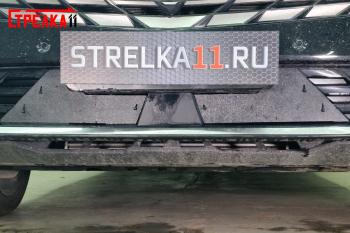 Зимняя защита на стяжке (низ 2 части) Стрелка11 Geely Atlas  FX11 (2023-2025) (черная)