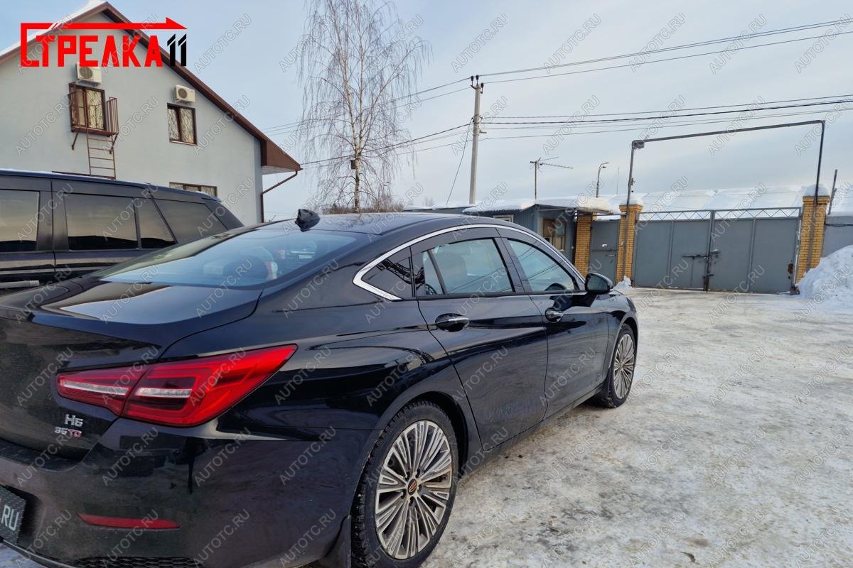 6 999 р. Дефлекторы окон 2D с хром накладками Стрелка11  Hongqi H5  C141 (2018-2022) (черные)  с доставкой в г. Пермь