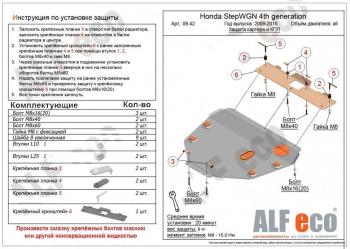 Защита картера и КПП (V-1,5 FWD) ALFECO Honda StepWagon  RP6,RP7, RP8 (2022-2025) минивэн дорестайлинг (алюминий)