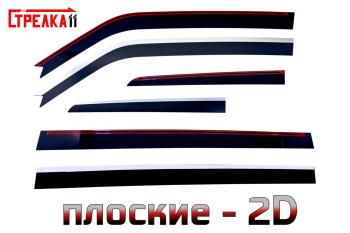 Дефлекторы окон 2D Стрелка11 Mitsubishi Pajero ( 4 V90,  4 V80) (2006-2020) дорестайлинг, 1-ый рестайлинг, 3 дв. 1-ый рестайлинг, 2-ой рестайлинг (черные с хром накладками)