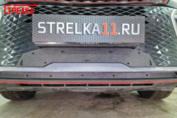 Зимняя защита на стяжке (низ 2 части) Стрелка11 Geely Coolray SX11 рестайлинг (2023-2025) (черная)
