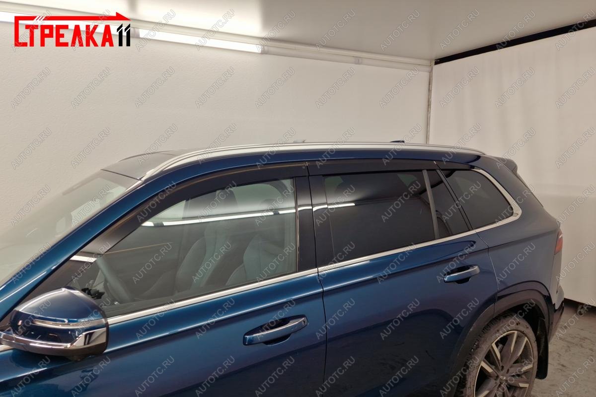 4 749 р. Дефлекторы окон 2D Стрелка11  Geely Coolray  SX11 (2018-2023) дорестайлинг (черные)  с доставкой в г. Пермь