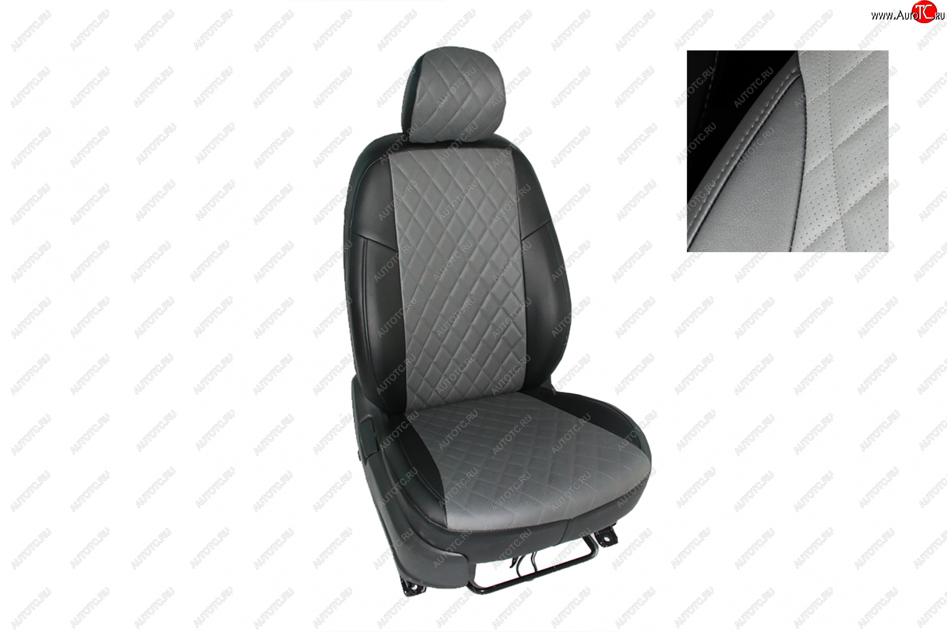 7 549 р. Чехлы для сидений Seintex (экокожа) Ромб  Chevrolet Cobalt (2011-2016), Ravon R4 (2016-2020) (черно-серый)  с доставкой в г. Пермь