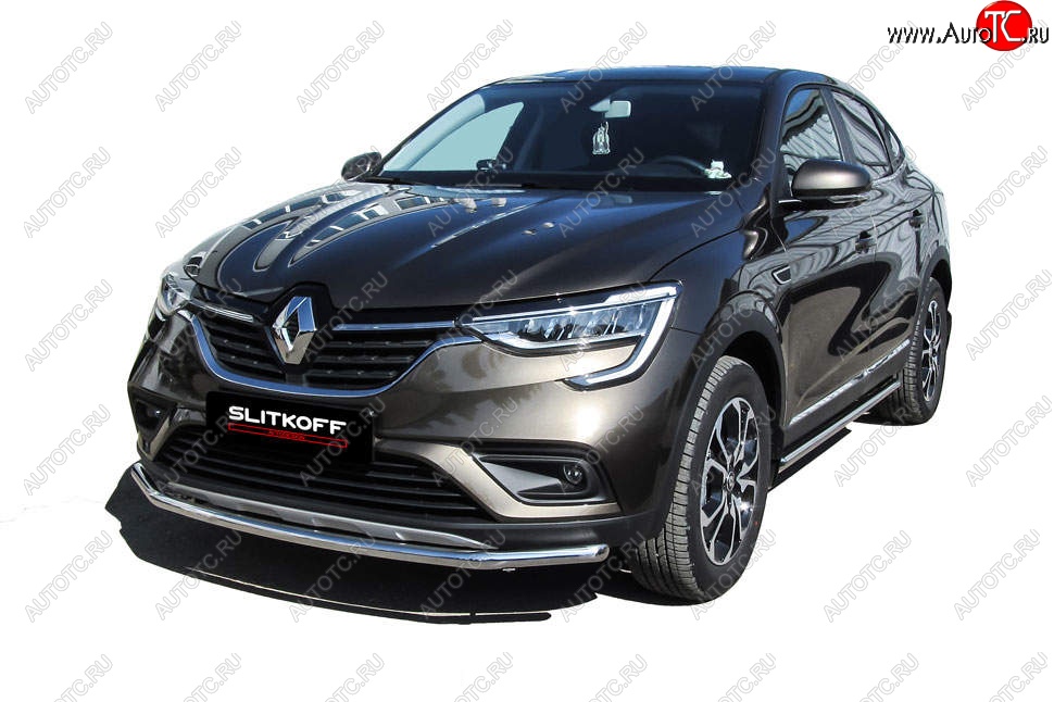 10 999 р. Защита переднего бампера Slitkoff (d42 мм)  Renault Arkana (2019-2025) (Нержавейка, Полированная)  с доставкой в г. Пермь