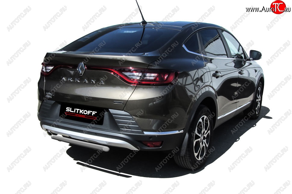 6 999 р. Защита заднего бампера Slitkoff (d42) Renault Arkana (2019-2025) (Сталь с полимерным покрытием. Цвет: серебристый)  с доставкой в г. Пермь
