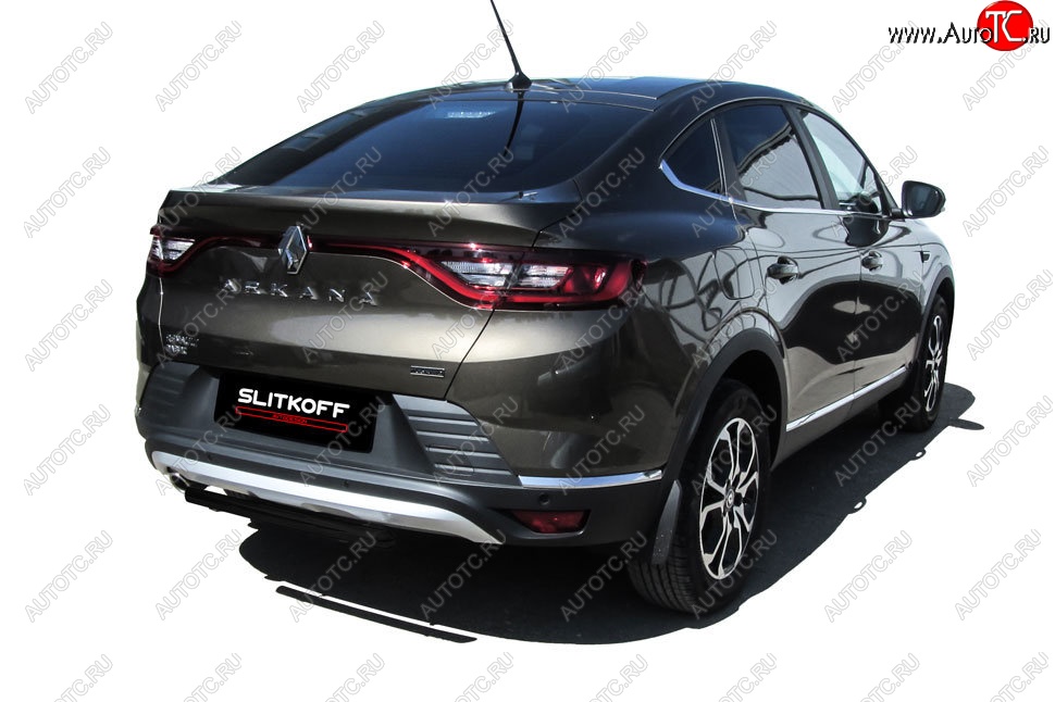 6 999 р. Защита заднего бампера Slitkoff (d42)  Renault Arkana (2019-2025) (Сталь с полимерным покрытием. Цвет: чёрный)  с доставкой в г. Пермь