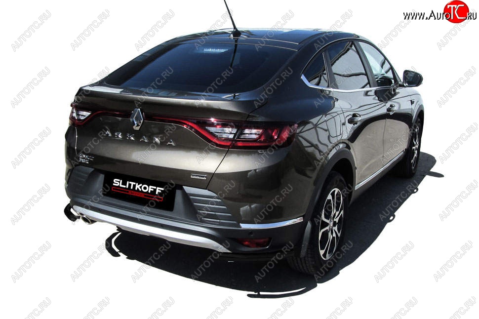 5 549 р. Защита заднего бампера Slitkoff (уголки, d42) Renault Arkana (2019-2025) (Сталь с полимерным покрытием. Цвет: чёрный)  с доставкой в г. Пермь