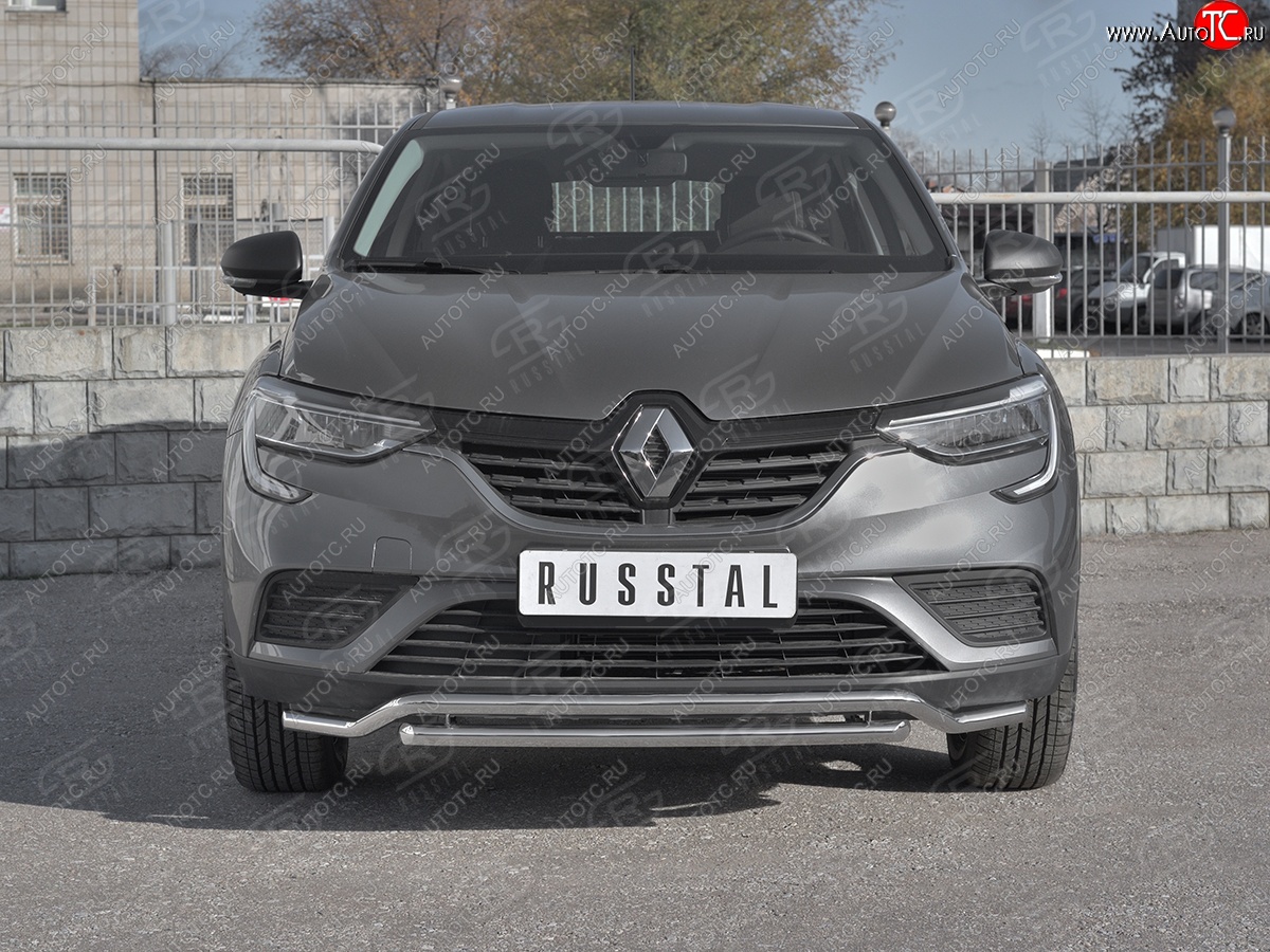 16 999 р. Защита переднего бампера (2 трубы Ø42 мм, нержавейка) SLITKOFF Renault Arkana (2019-2025)  с доставкой в г. Пермь
