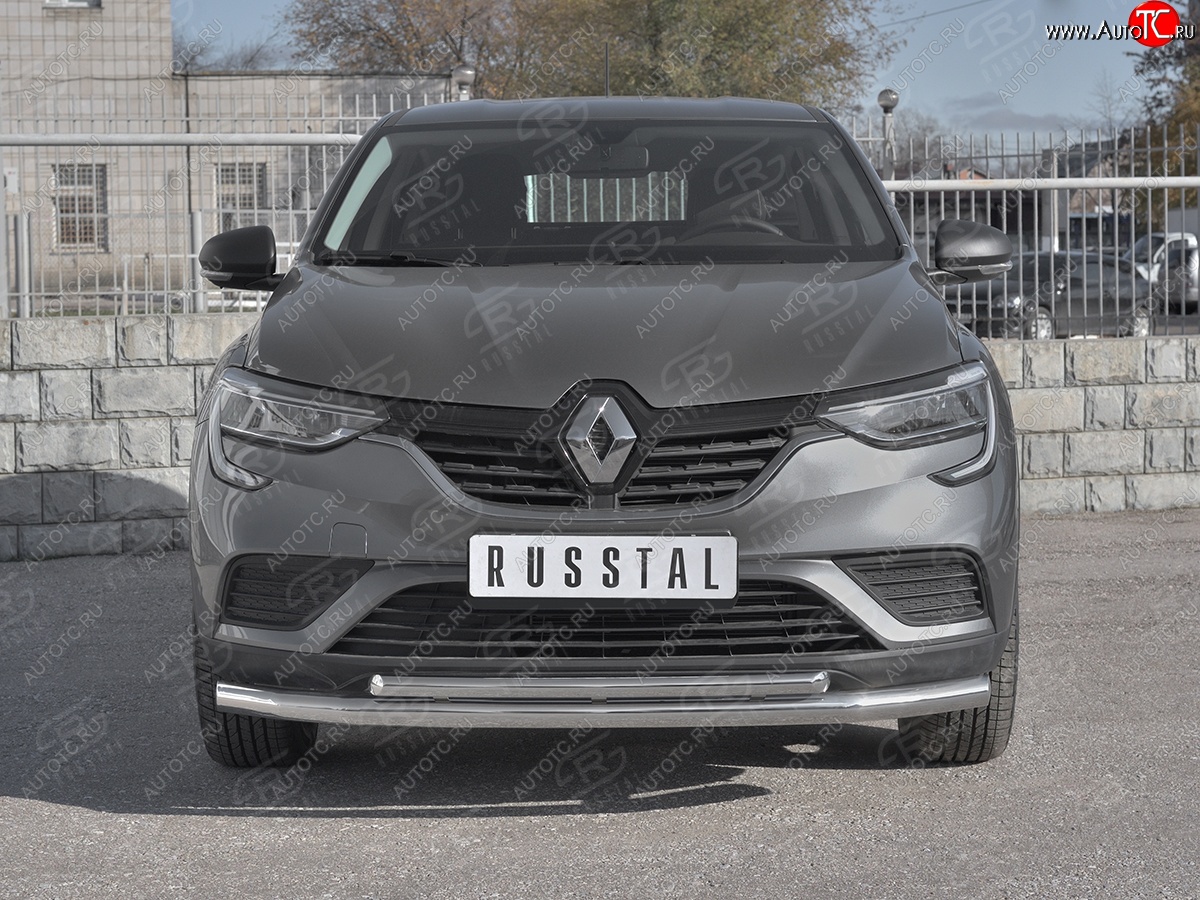 16 549 р. Защита переднего бампера (2 трубы Ø63 и 42 мм, нержавейка) SLITKOFF Renault Arkana (2019-2025)  с доставкой в г. Пермь