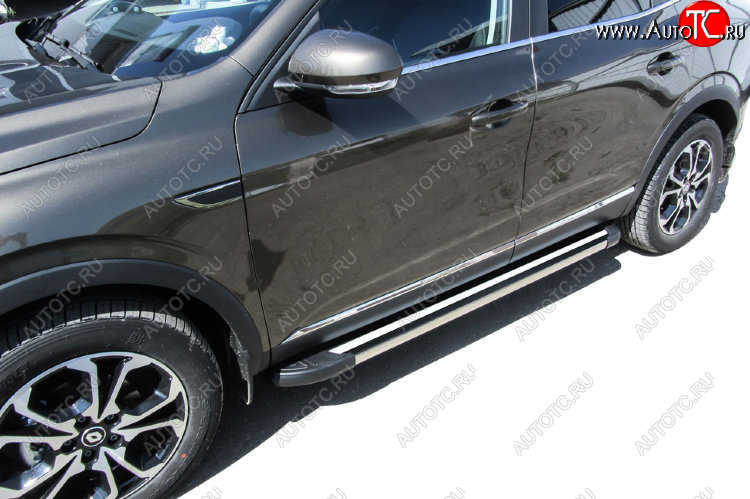 11 299 р. Пороги алюминиевые Slitkoff  Renault Arkana (2019-2025) (Luxe Black)  с доставкой в г. Пермь