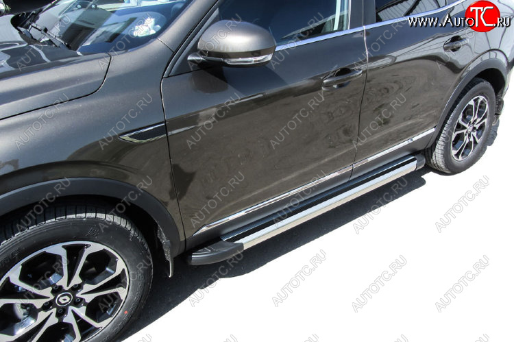 10 699 р. Пороги алюминиевые Slitkoff  Renault Arkana (2019-2025) (Luxe Silver)  с доставкой в г. Пермь