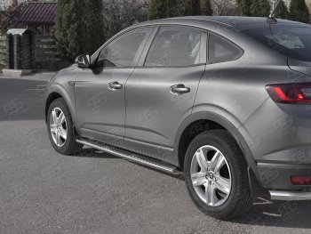 19 399 р. Защита порогов (Ø120x60 мм с проступью, нержавейка) Russtal Renault Arkana (2019-2025)  с доставкой в г. Пермь. Увеличить фотографию 2