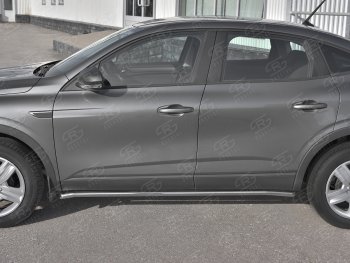 15 599 р. Защита порогов (Ø42 мм, нержавейка) SLITKOFF  Renault Arkana (2019-2025) (Металлические торцы под 45°)  с доставкой в г. Пермь. Увеличить фотографию 2