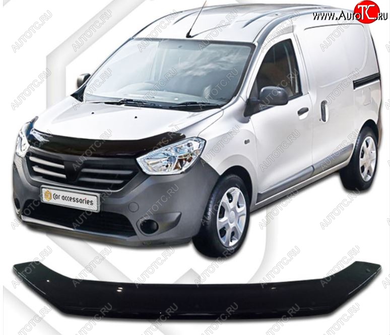1 999 р. Дефлектор капота CA-Plastiс  Renault Dokker (2012-2025) (Classic черный, Без надписи)  с доставкой в г. Пермь