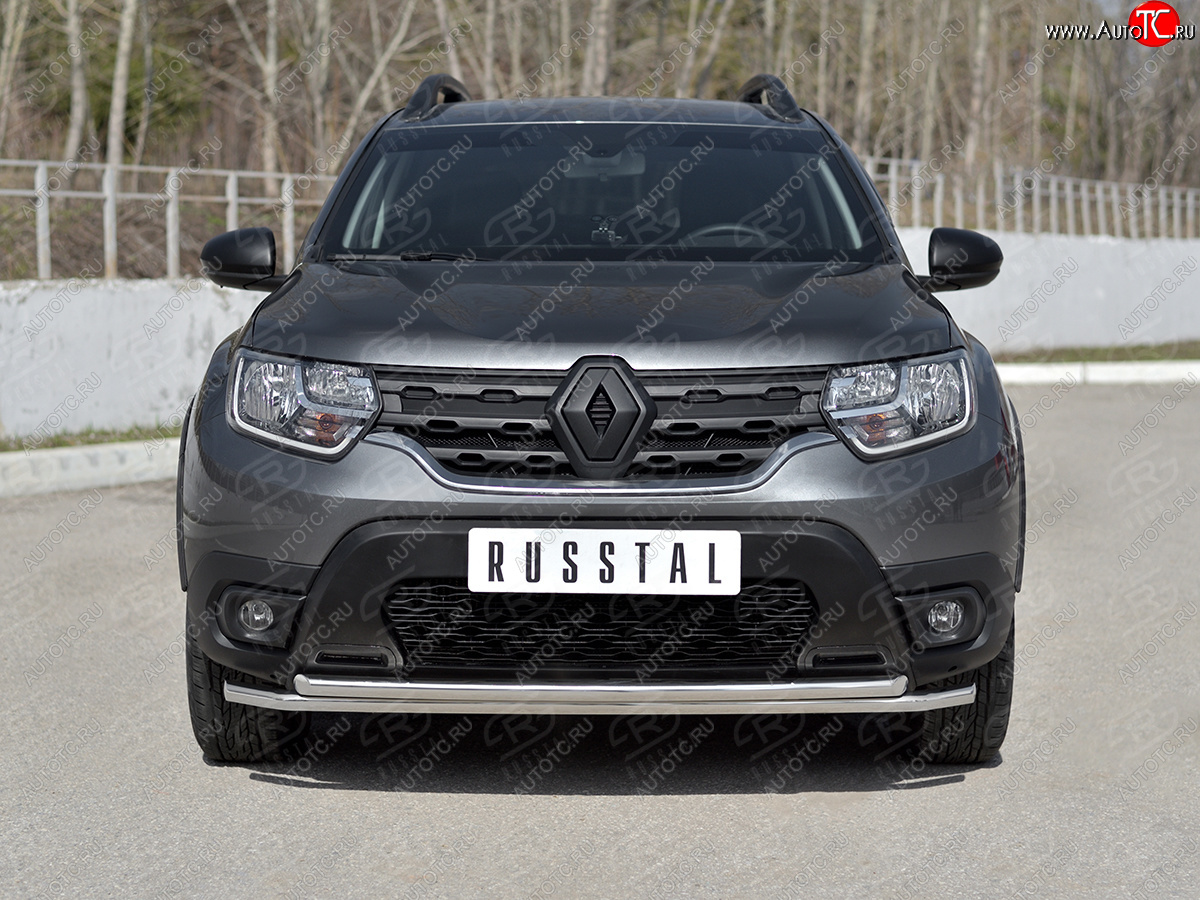 15 999 р. Защита переднего бампера (2 трубы Ø42 мм, нержавейка) SLITKOFF  Renault Duster  HM (2021-2024) рестайлинг  с доставкой в г. Пермь