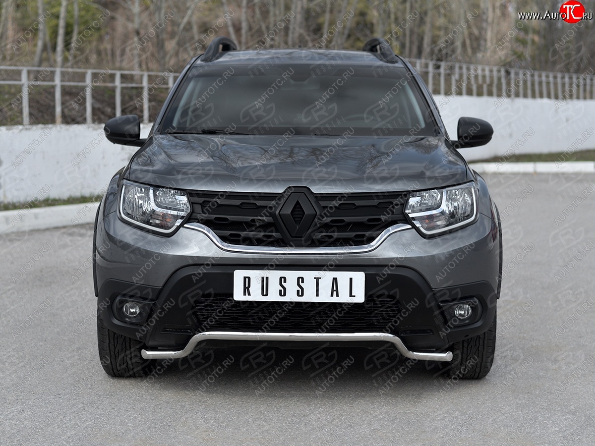 11 749 р. Защита переднего бампера (Ø42 мм волна, нержавейка) SLITKOFF  Renault Duster  HM (2021-2024) рестайлинг  с доставкой в г. Пермь