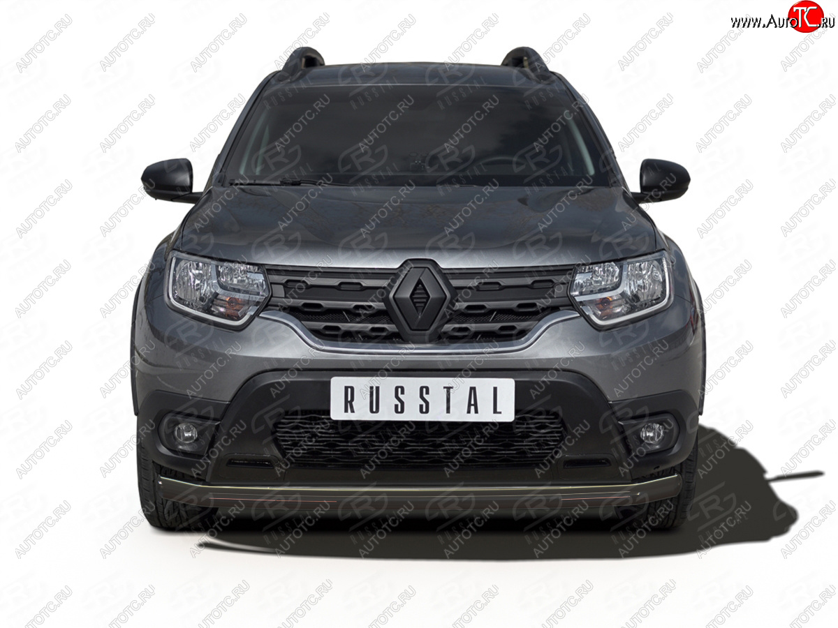 9 399 р. Защита переднего бампера (Ø63 мм) SLITKOFF  Renault Duster  HM (2021-2024) рестайлинг (нержавейка с полимерным покрытием, черный)  с доставкой в г. Пермь