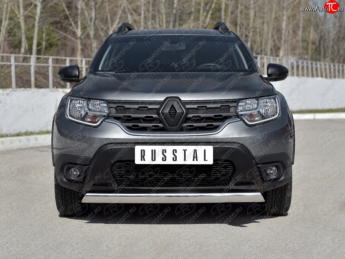 14 599 р. Защита переднего бампера (Ø75х42 мм, нержавейка) Russtal Renault Duster HM рестайлинг (2021-2024)  с доставкой в г. Пермь