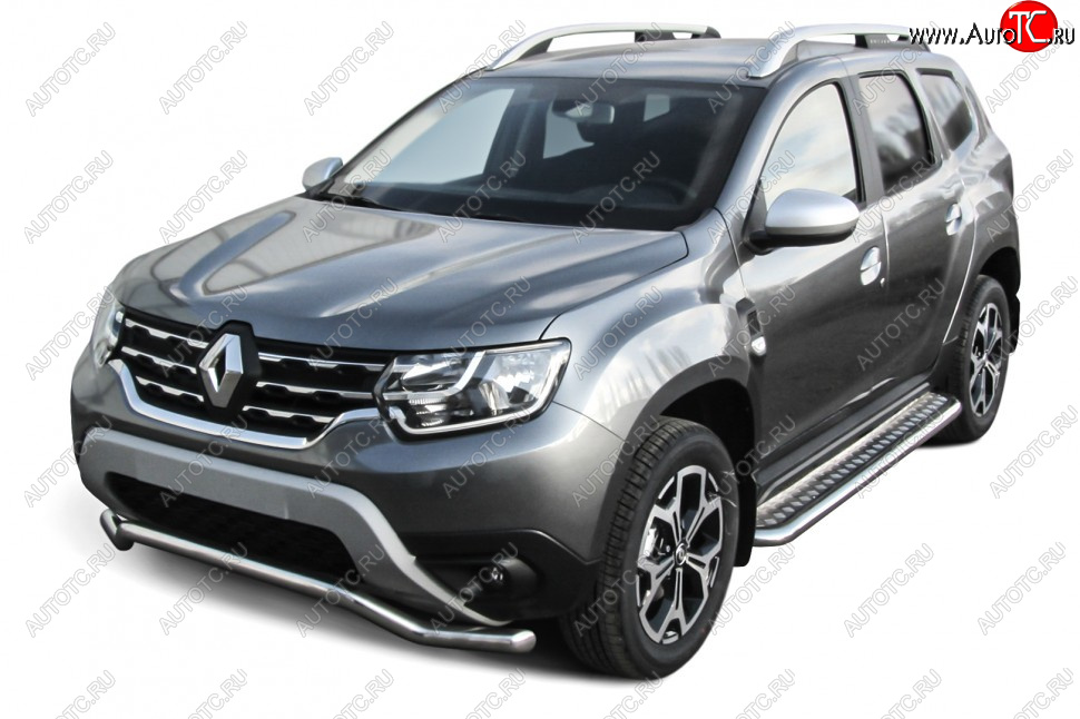 11 499 р. Защита переднего бампера Slitkoff (Ø57 мм, волна).  Renault Duster  HM (2021-2024) рестайлинг (Полированная нержавейка)  с доставкой в г. Пермь