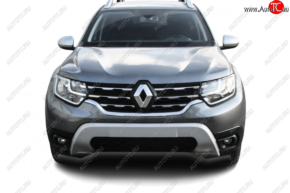 7 999 р. Защита переднего бампера Slitkoff (Ø57 мм).  Renault Duster  HM (2021-2024) рестайлинг (Сталь окрашенная, цвет черный)  с доставкой в г. Пермь