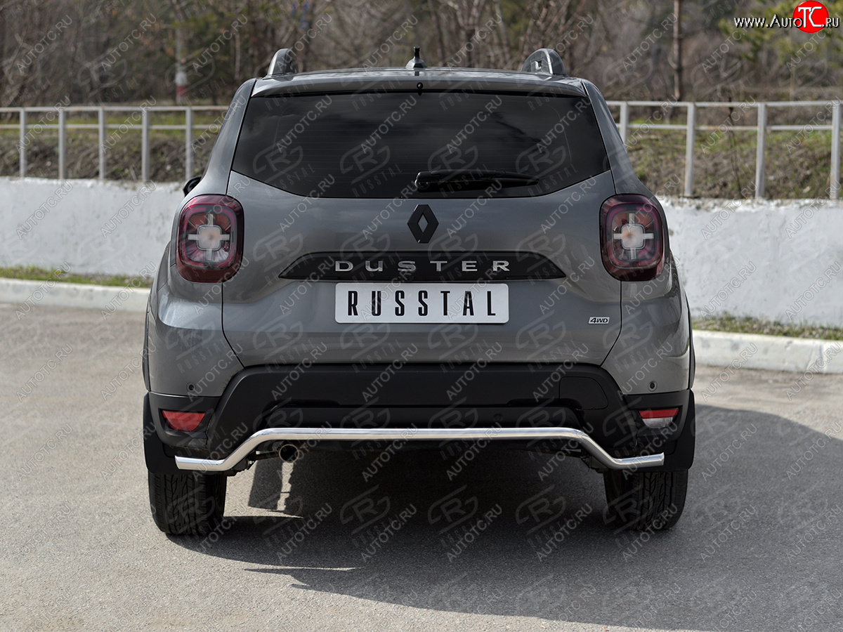 12 299 р. Защита заднего бампера (Ø42 мм, волна, нержавейка) SLITKOFF Renault Duster HM рестайлинг (2021-2024)  с доставкой в г. Пермь