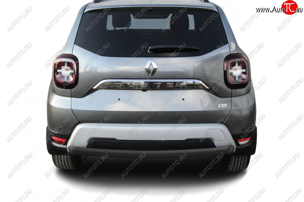 7 499 р. Защита заднего бампера Slitkoff (Ø57 мм)  Renault Duster  HM (2021-2024) рестайлинг (Сталь окрашенная, цвет черный)  с доставкой в г. Пермь