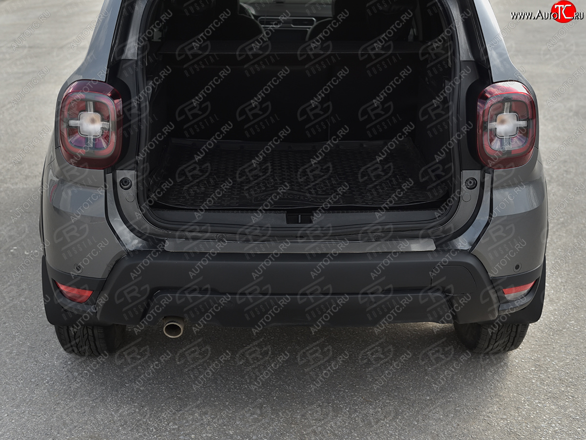 1 639 р. Защитная накладка заднего бампера Russtal Renault Duster HM рестайлинг (2021-2024) (нержавейка зеркальная)  с доставкой в г. Пермь