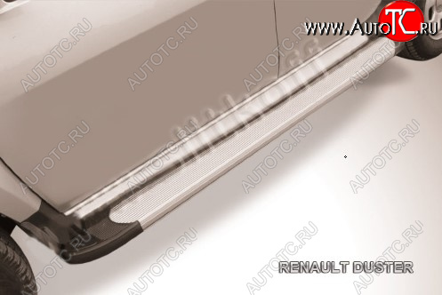 13 349 р. Пороги алюминиевые Slitkoff  Renault Duster ( HS,  HM) (2010-2024) дорестайлинг, рестайлинг (Optima Silver)  с доставкой в г. Пермь