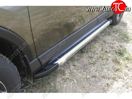 10 699 р. Пороги алюминиевые Slitkoff Renault Duster HS дорестайлинг (2010-2015) (Luxe Silver)  с доставкой в г. Пермь