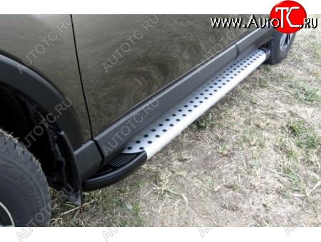 17 399 р. Пороги алюминиевые Slitkoff  Renault Duster ( HS,  HM) (2010-2024) дорестайлинг, рестайлинг (Standart Silver)  с доставкой в г. Пермь