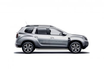 Порожки для ног Petroil Tuning (Ø51 с алюминиевой площадкой) Renault Duster  HM (2021-2024) рестайлинг (Цвет: серебристый (Искра))