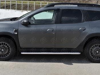 13 099 р. Порожки для ног Russtal (Ø42 мм) Renault Duster HM рестайлинг (2021-2024) (лист - алюминий, профиль - нержавейка)  с доставкой в г. Пермь. Увеличить фотографию 3